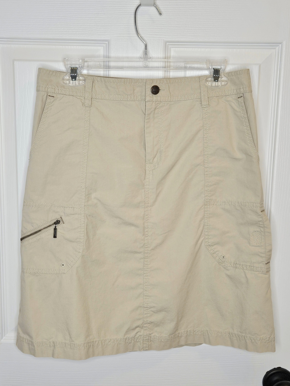 Eddie Bauer Beige Cargo Skirt Size 6 Stretch Cotton Casual